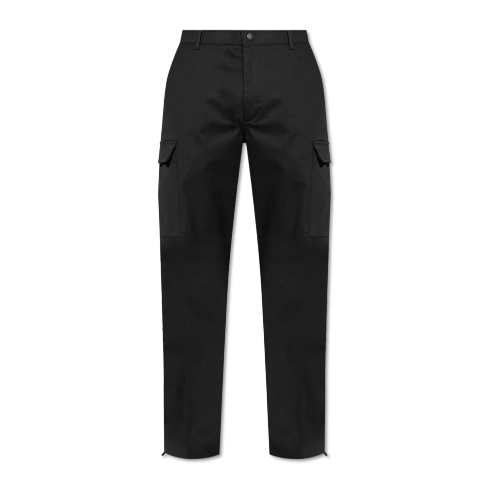 Moncler Zwarte Katoenen Rechte Broek Mannen Black Heren