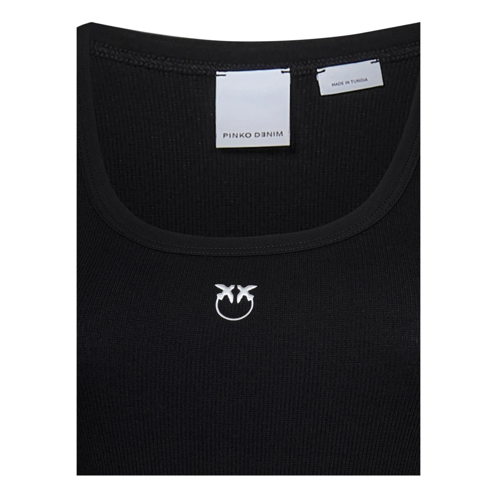 pinko Zwarte Love Birds Logo Top Black Dames