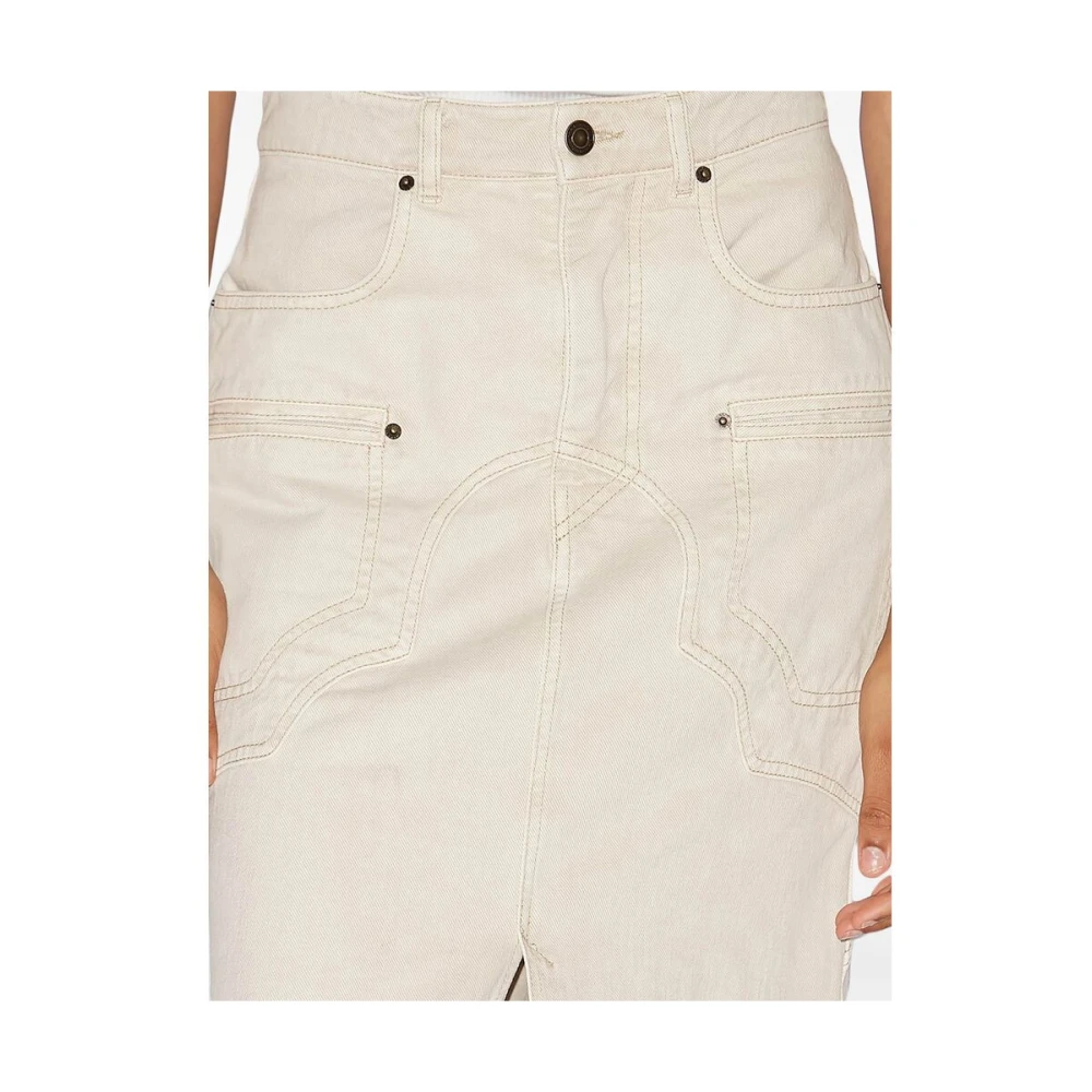 Isabel marant Ecru Denim Rok met Zakken Beige Dames
