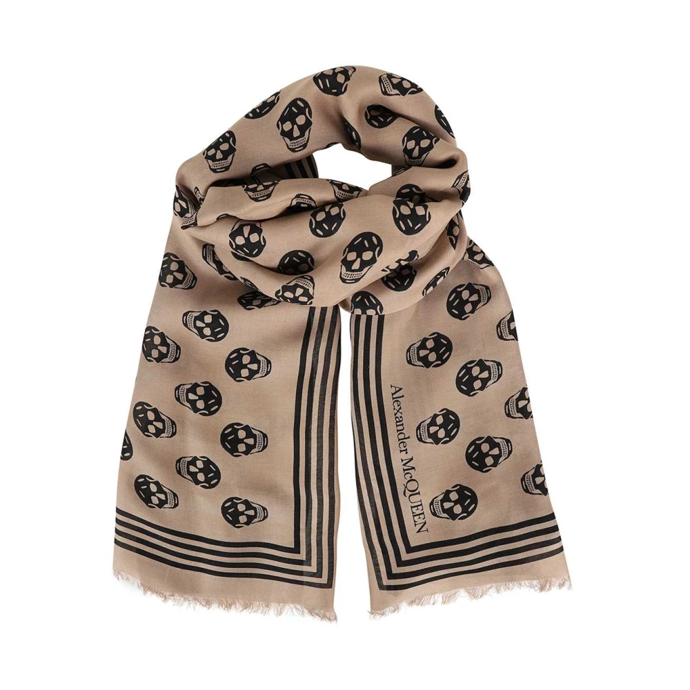 Alexander mcqueen Sjaal met schedelprint en franjes Brown Heren