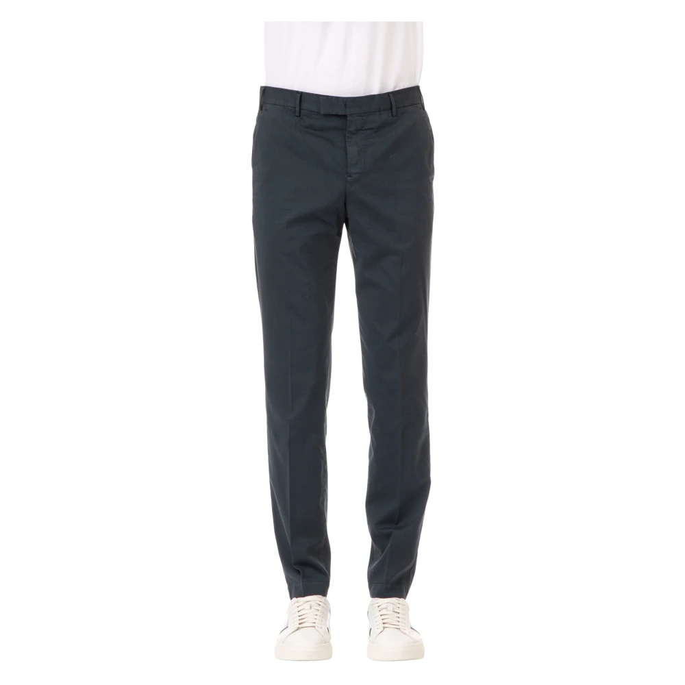 Pt Torino Men's Blue Silk And Stretch Cotton Trousers