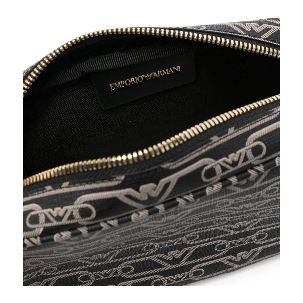 Emporio Armani Logo Print Crossbody Tas Black Dames