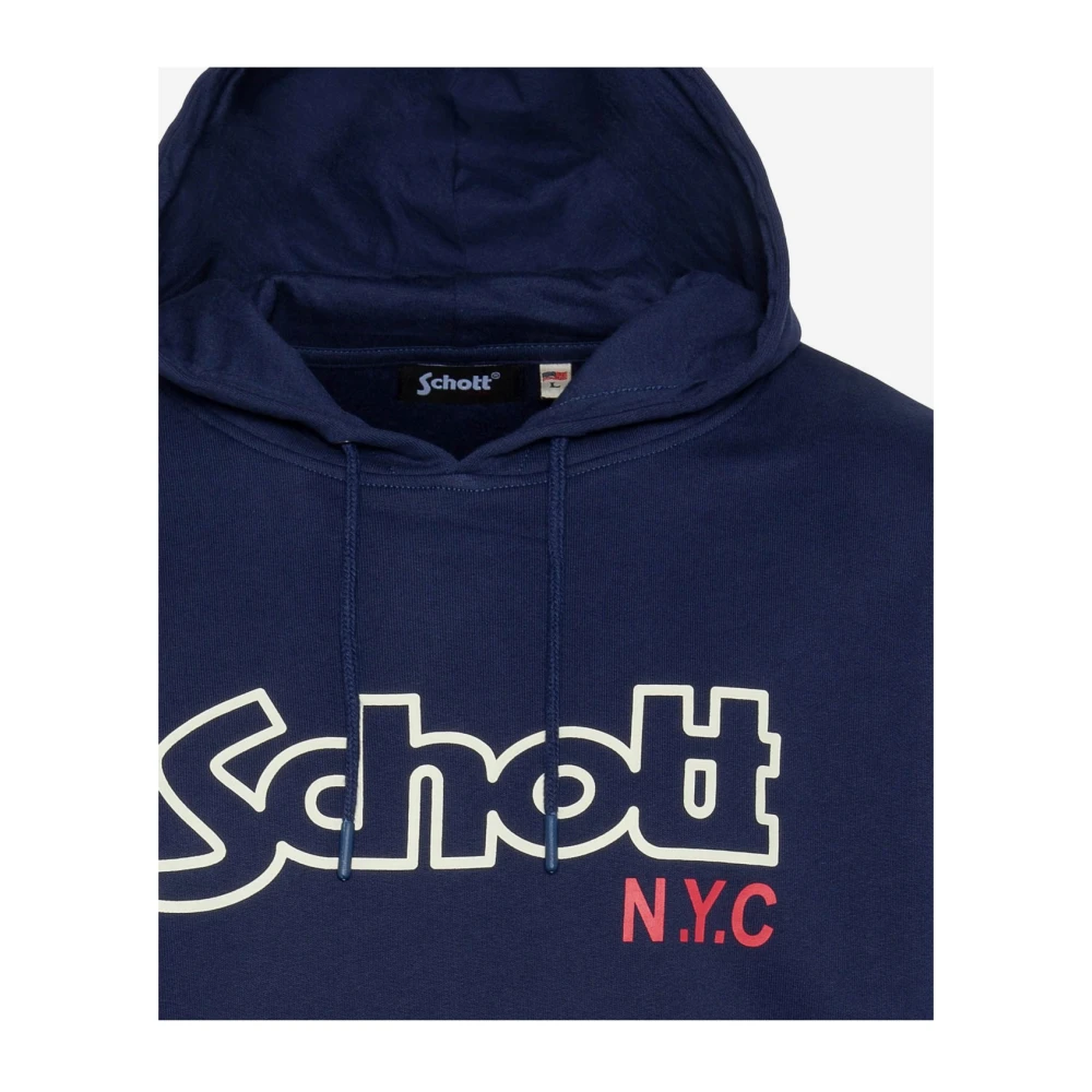 Schott NYC Iconische Sidney Hoodie Blauw Blue Heren