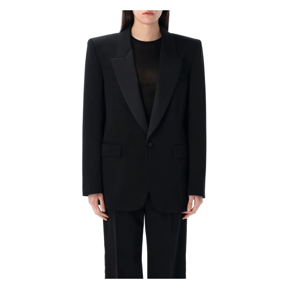 Saint Laurent Zwarte Tuxedo Jas Dameskleding Black Dames