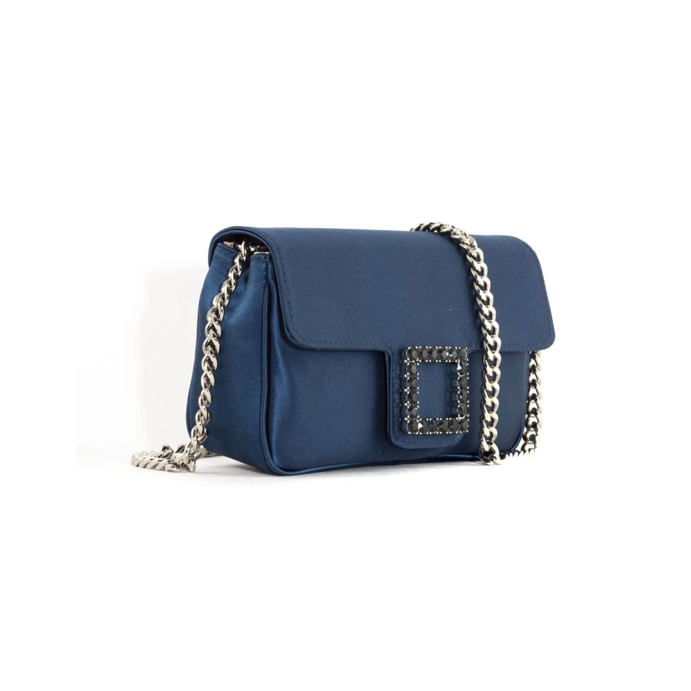 Roberto Festa Navy Satin Lunette Schoudertas Blue Dames