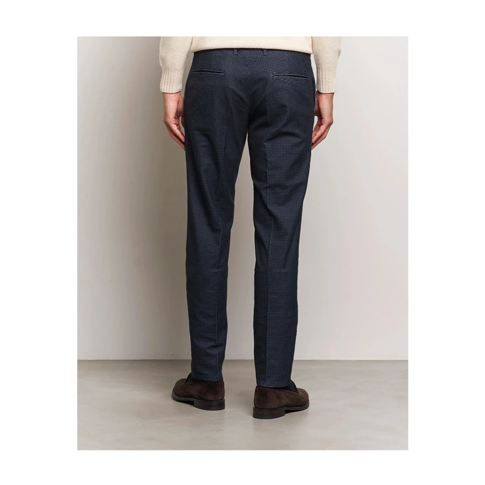 Incotex Blauwe Houndstooth Slim Katoenen Broek Blue Heren
