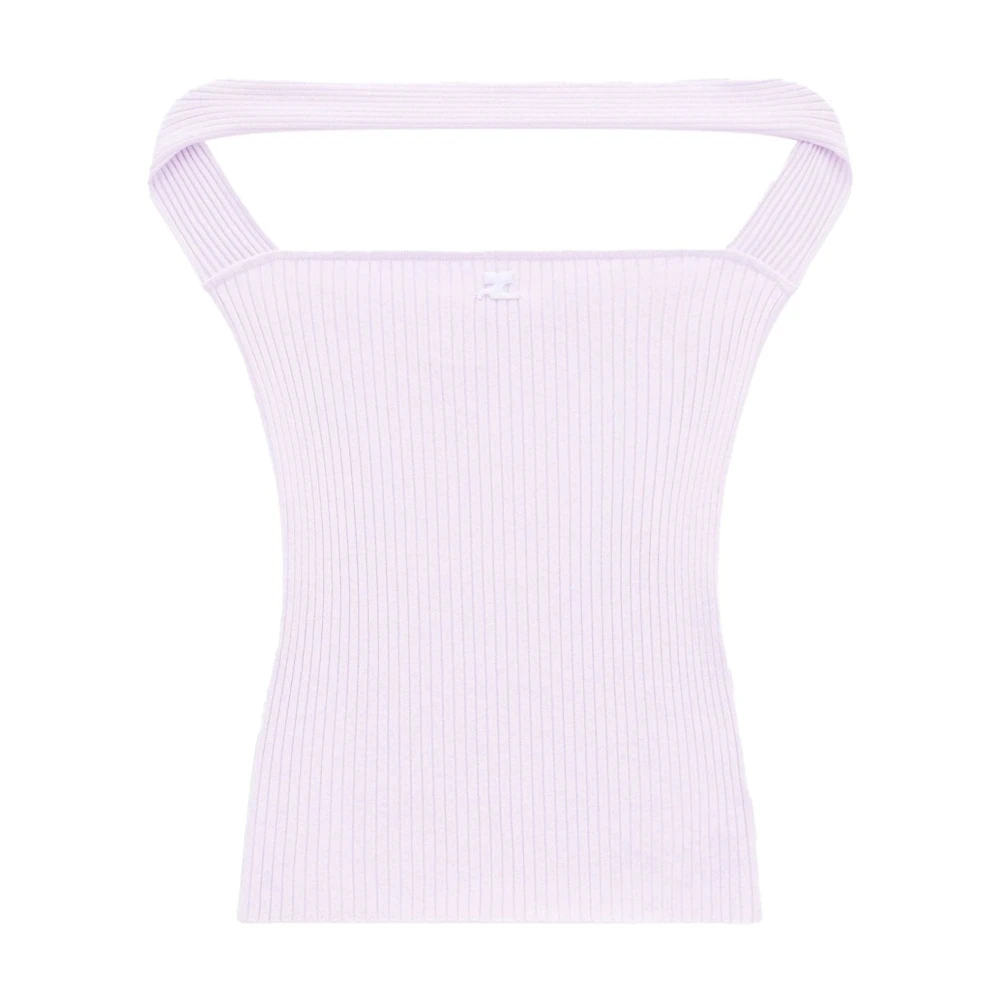 Courrèges Roze Gebreide Top met Logo Borduursel Purple Dames