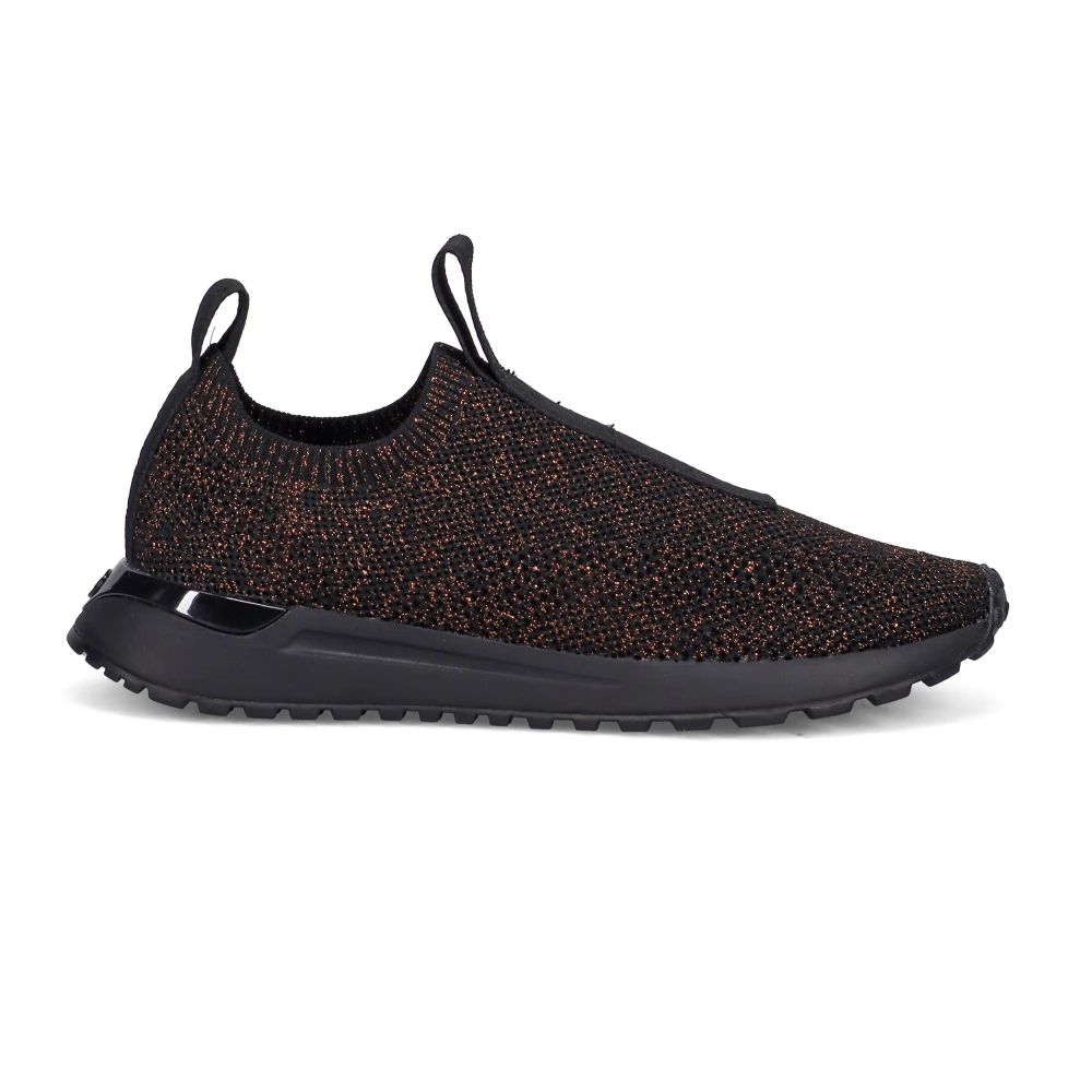 Michael Kors Bodie Sneakers Zwarte Metallic Stretch Knit Dames Schoenen