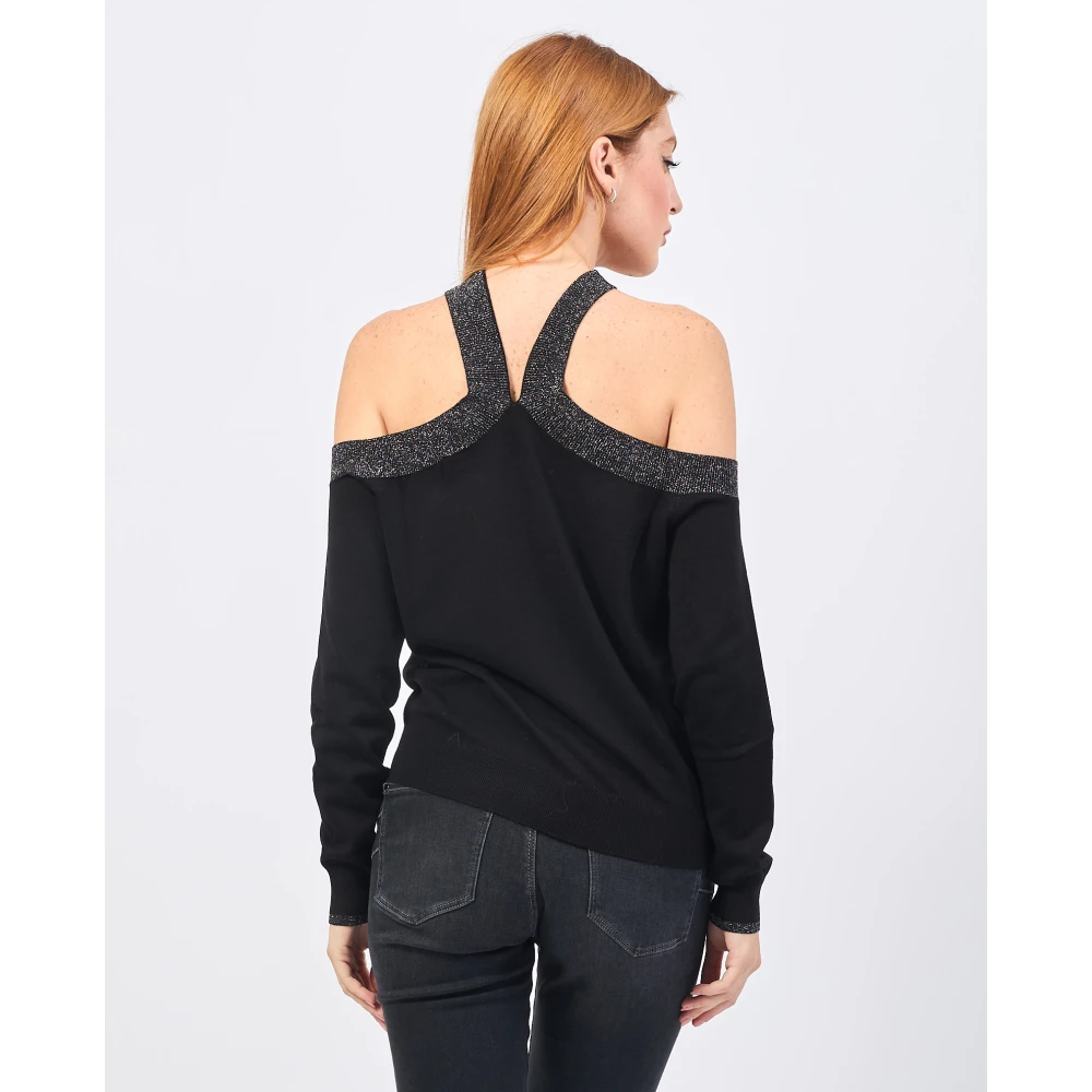 Gaudi Zwarte Gekruiste Viscose Trui Black Dames