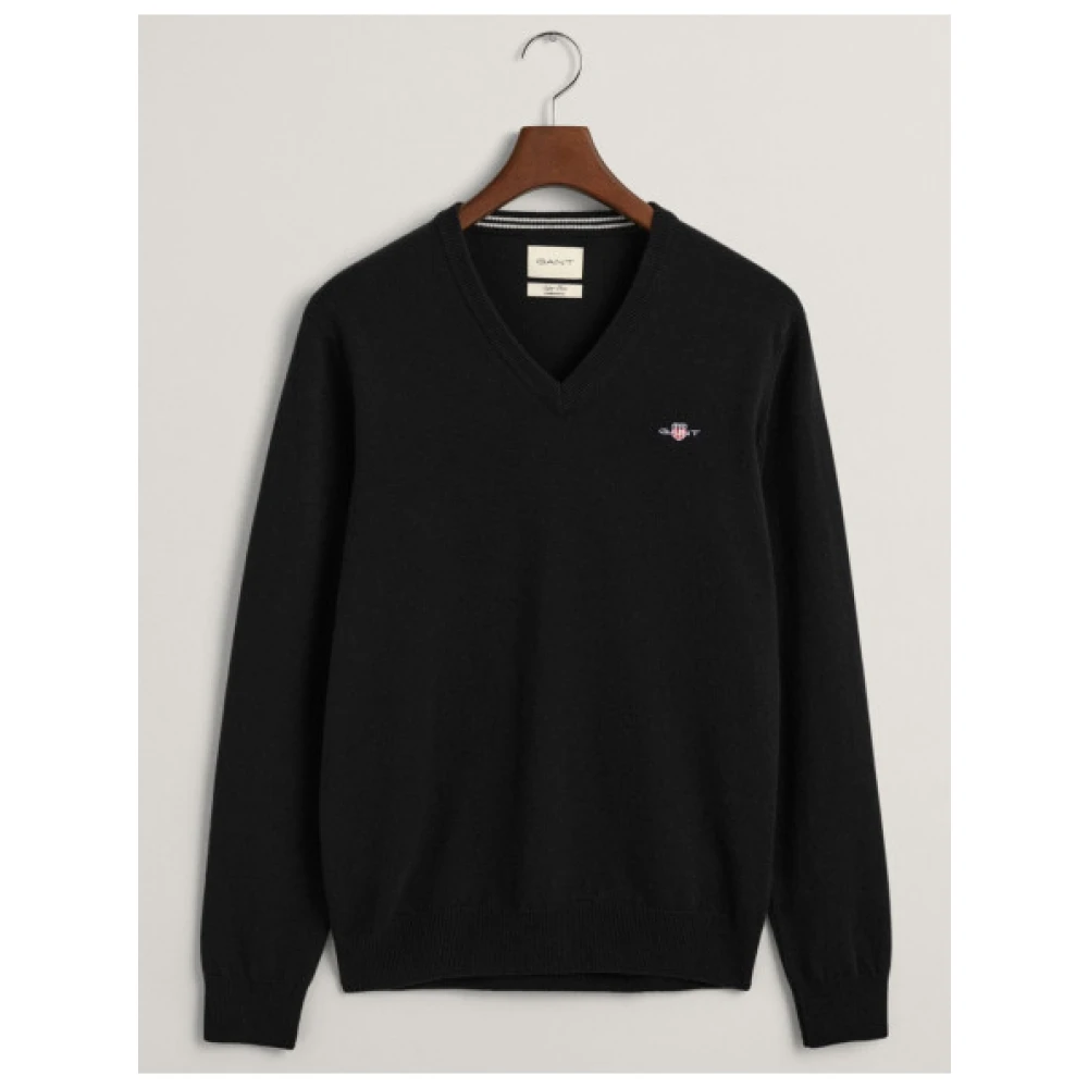 Gant Ultra Fijne Wol V-Hals Trui Black Heren