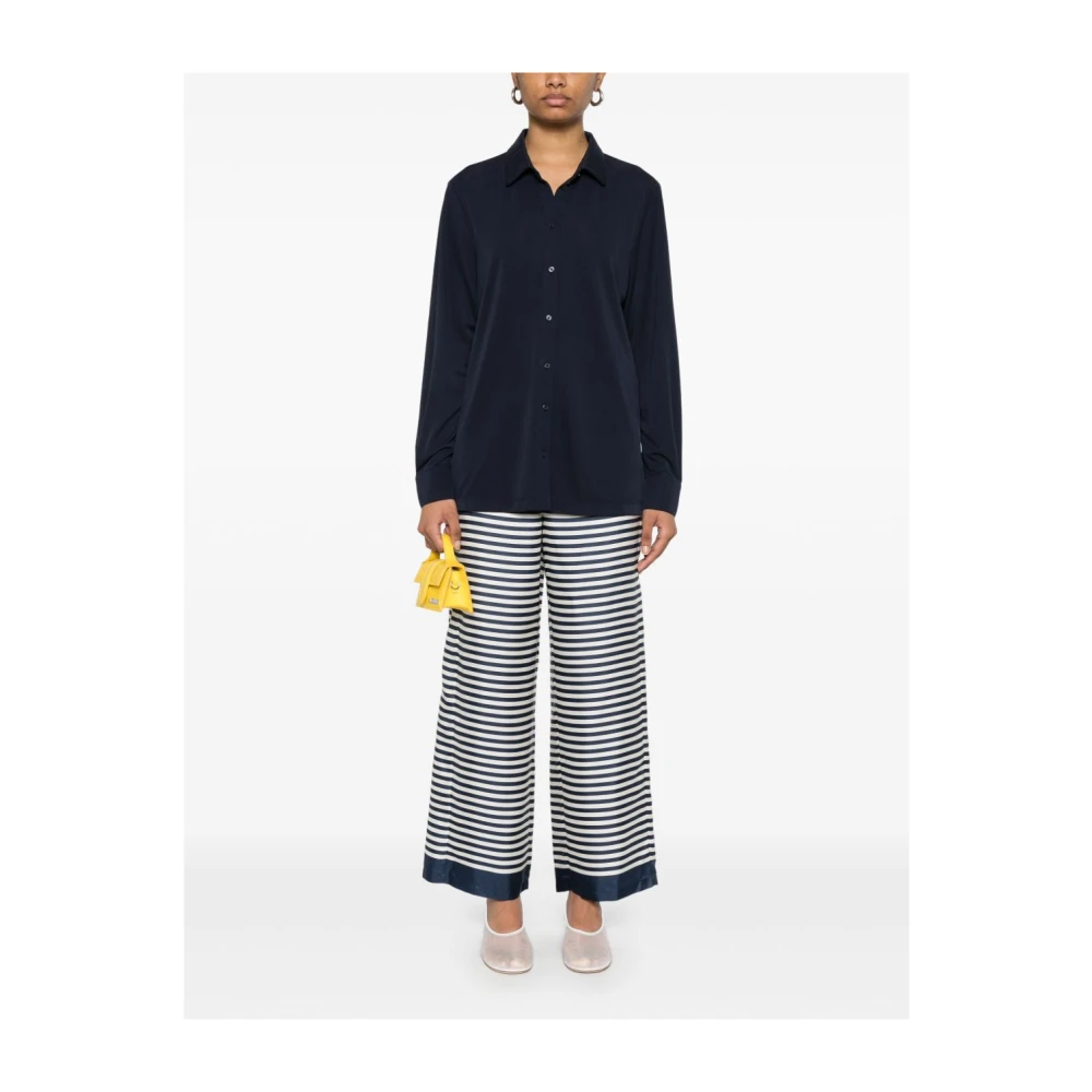Max Mara Blauwe Gestreepte Broek met Elastische Tailleband Blue Dames
