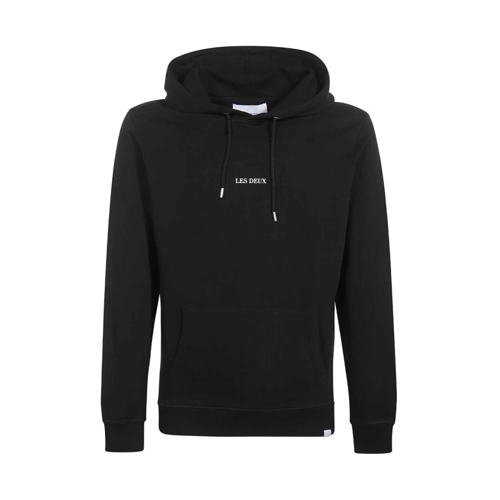 Les Deux Katoenen Hoodie met Ribboorden Black Heren