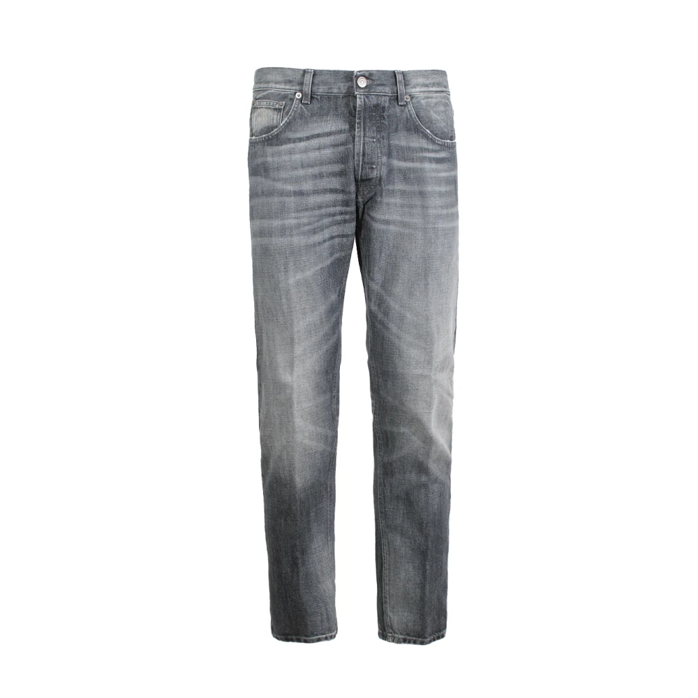 Dondup Slim Fit Grijze Jeans met Metalen Logo Gray Heren