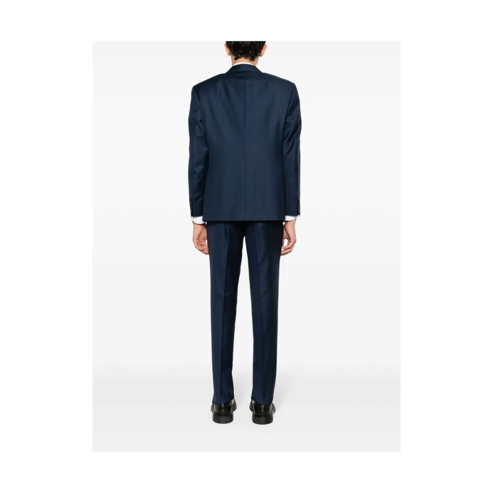 Canali Navy Blauwe Wollen Blazer en Broek Blue Heren