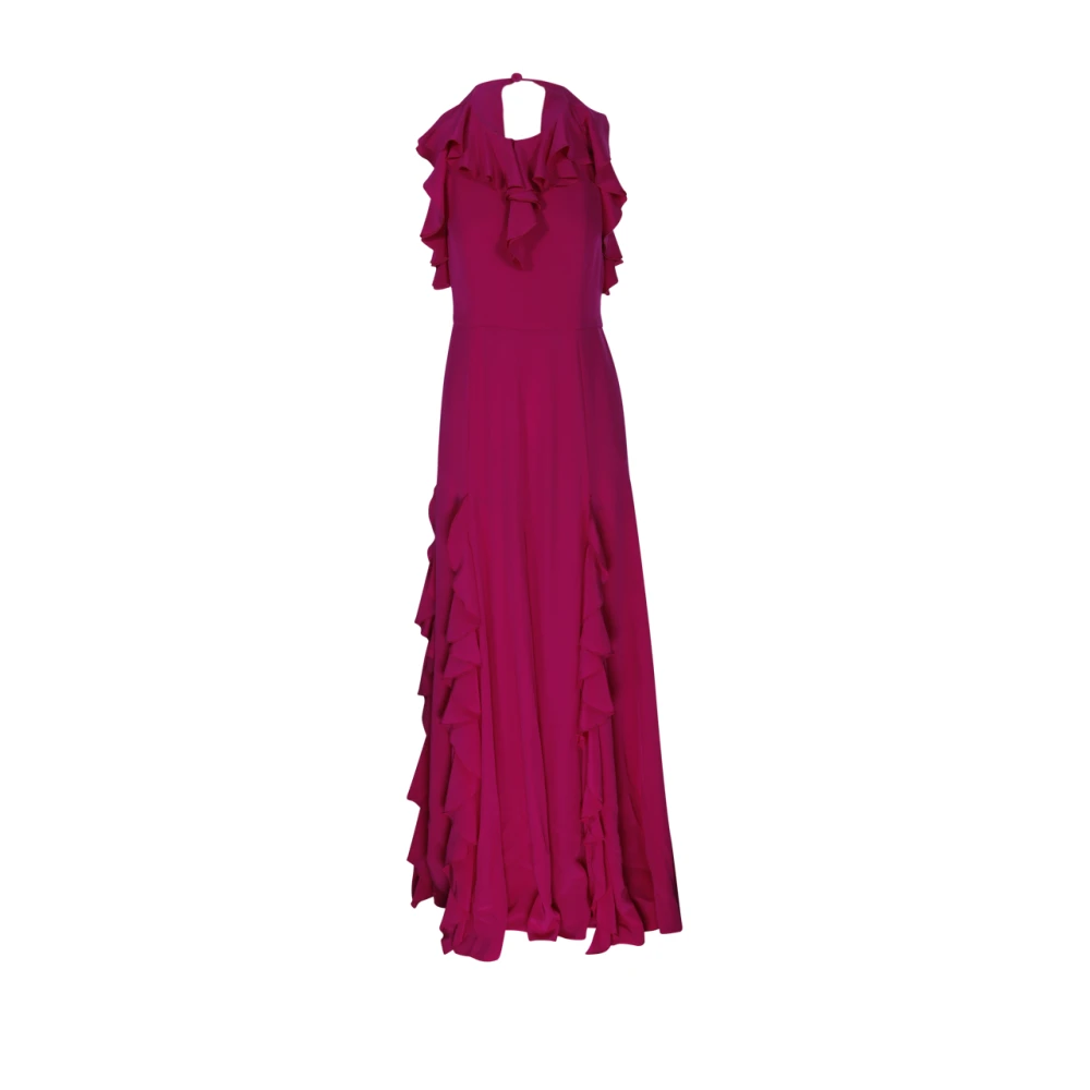 Crida Milano Orchidea Lange Jurk Elegant Bloemendesign Purple Dames