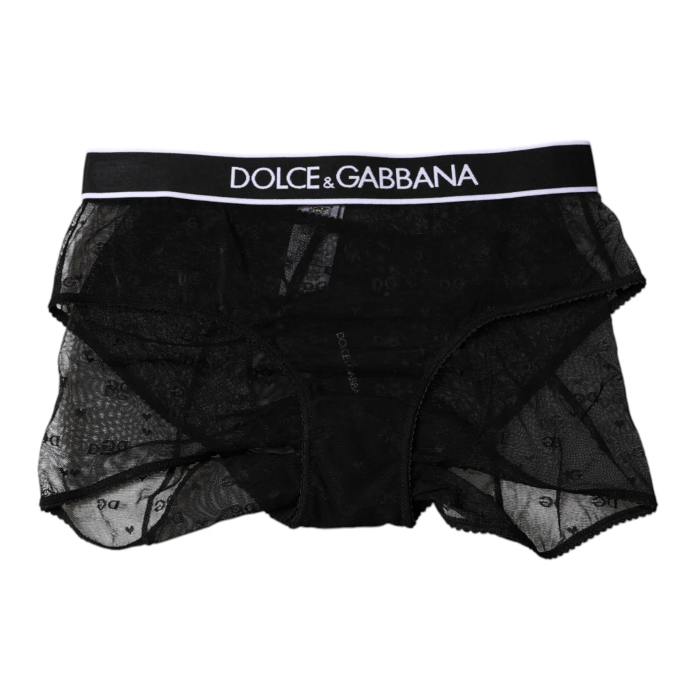 Dolce & Gabbana Women's Black Tulle Panty With Logo Details