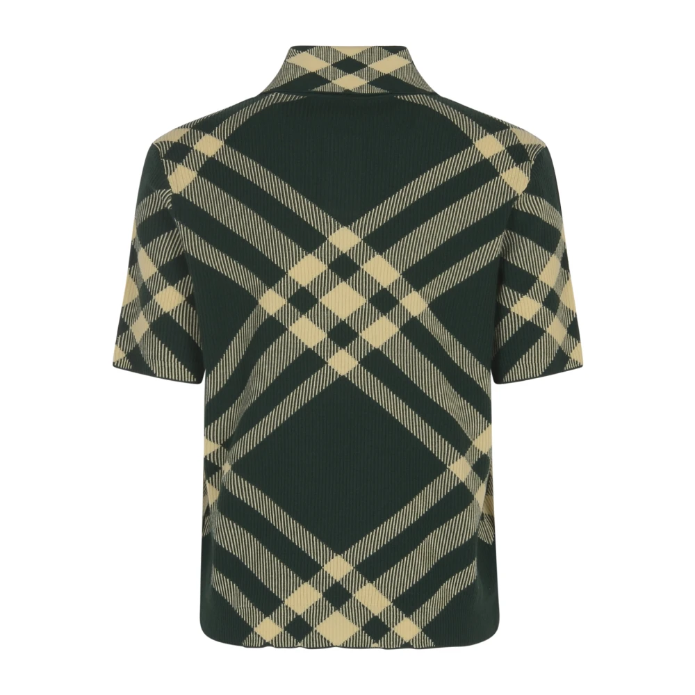 Burberry Geribbelde Merinowol Polo Shirt Green Dames