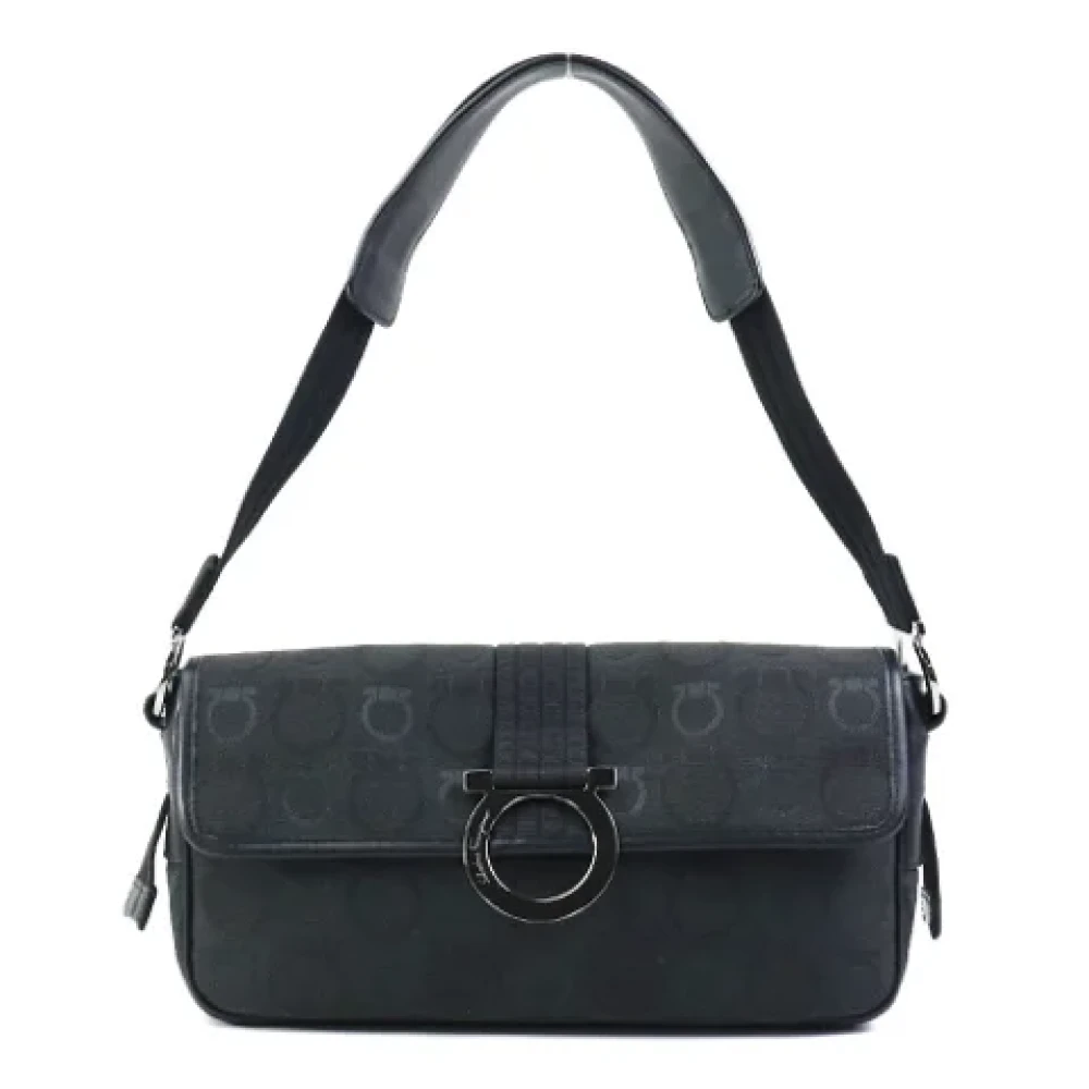 Salvatore Ferragamo Pre-owned Canvas shoulder-bags Black Dames