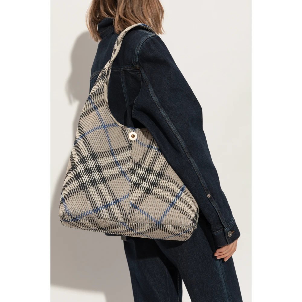 Burberry Schoudertas Gebreid Groot Gray Dames