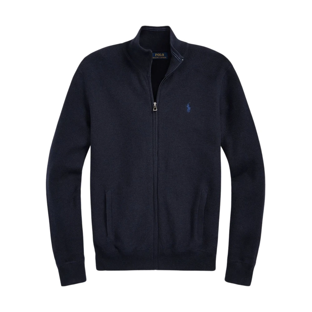 Polo Ralph Lauren Navy Langemouw Sweater met Volledige Rits Blue Heren