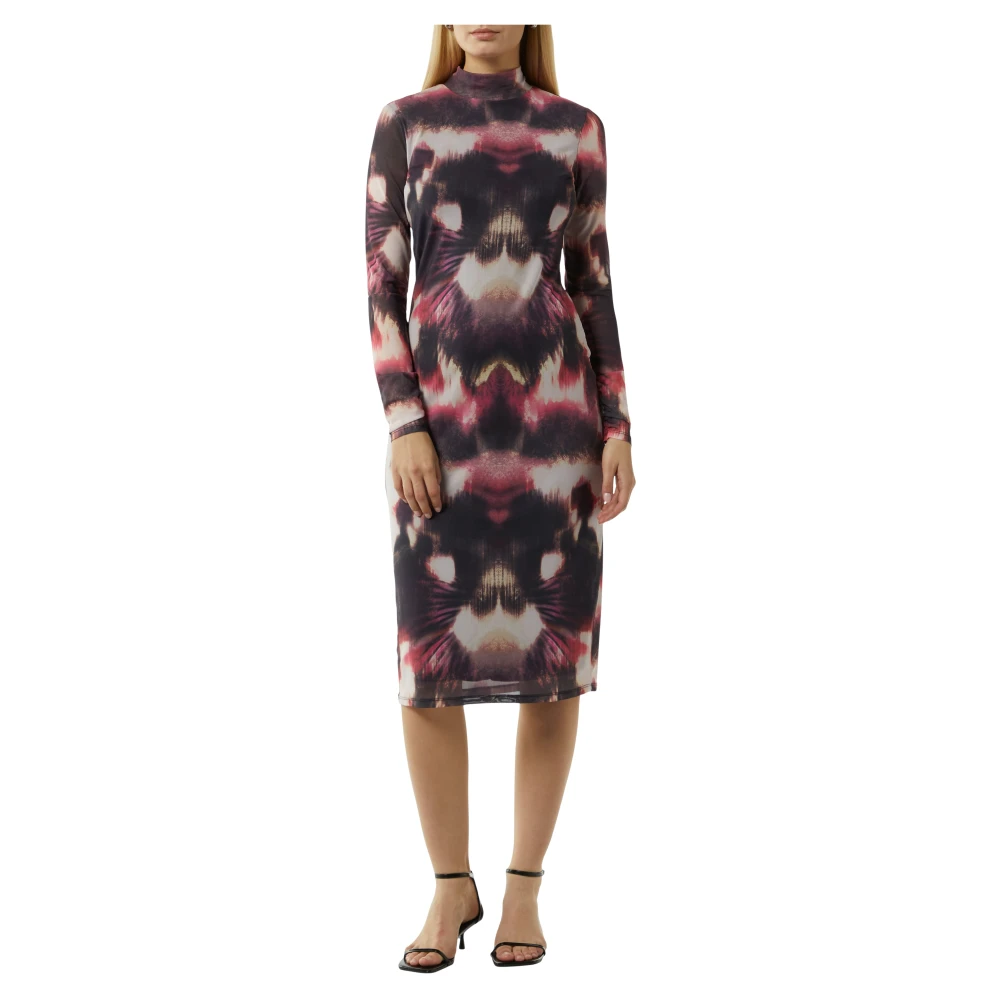 comma Modieuze Slim Fit Midi Jurk Multicolor Dames