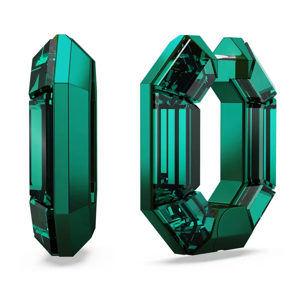 Swarovski Women's Green Earrings, One Size, Lucent Octagon Hoop Earrings