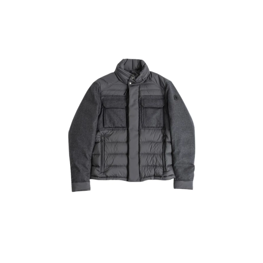 Moncler Grijze Donsjas met Verborgen Capuchon Gray Heren