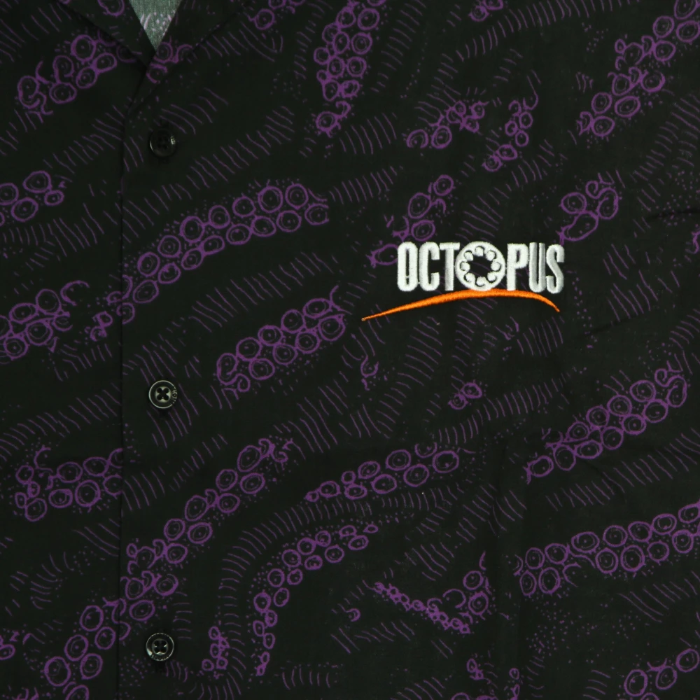 Octopus Sci-fi Zwart Shirt Korte Mouw Black Heren