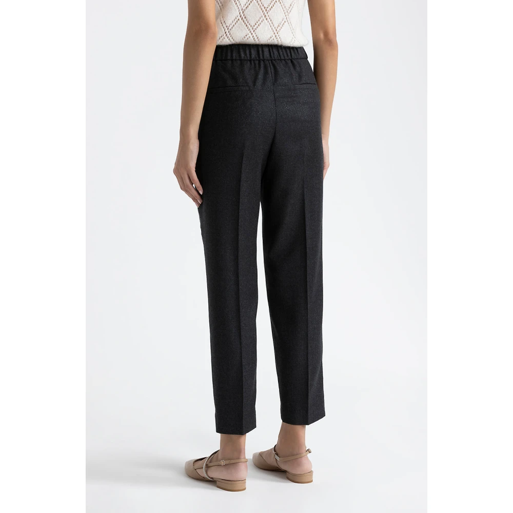 PESERICO Wol en lurex wortelbroek Black Dames