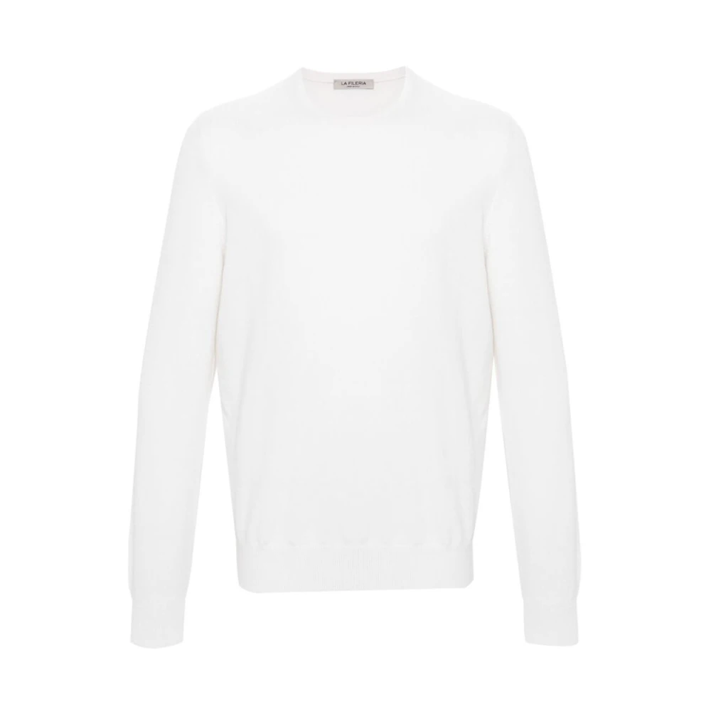 La Fileria Witte Cashmere Crew Neck Sweater White Heren