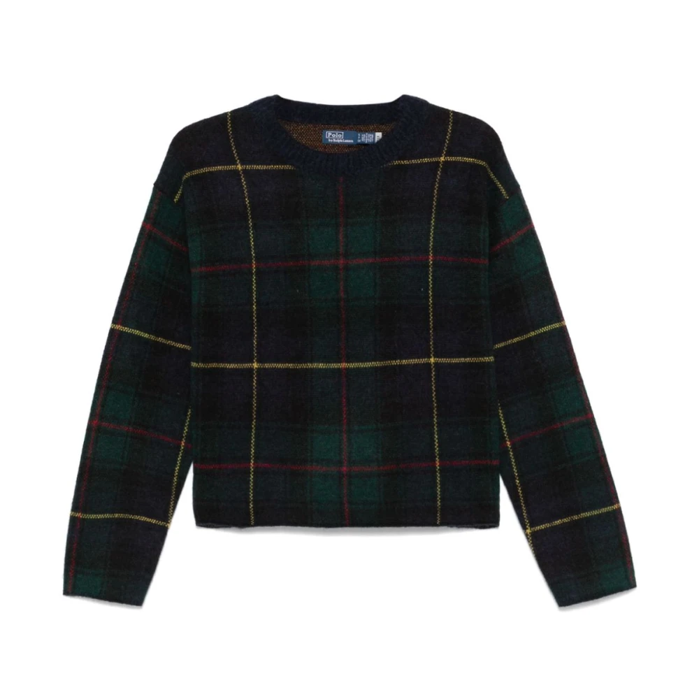 Ralph Lauren Geribbelde Gebreide Ruitjes Trui Green Dames
