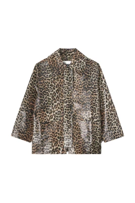 Jacka i leopardmönstrat nylon