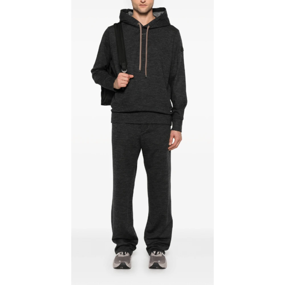 Moncler Gestructureerde wolmix taps toelopende broek Gray Heren