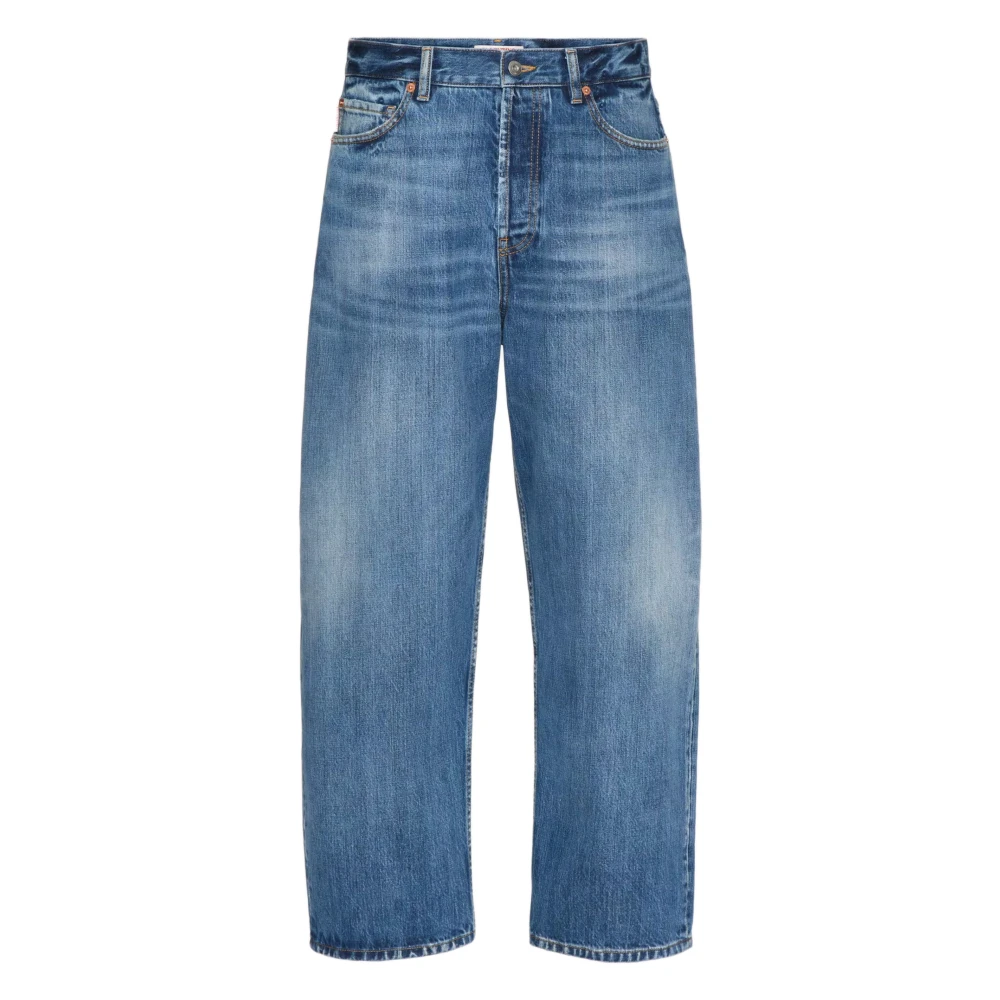 Valentino Garavani Blue Cropped Jeans, Male, W31, Chino Fit Jeans Vlogo
