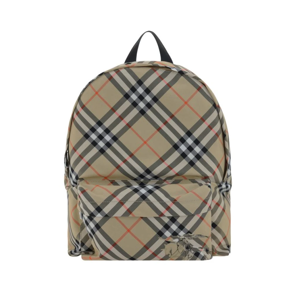 Burberry Geruite Rugzak met Verstelbare Banden Beige Heren
