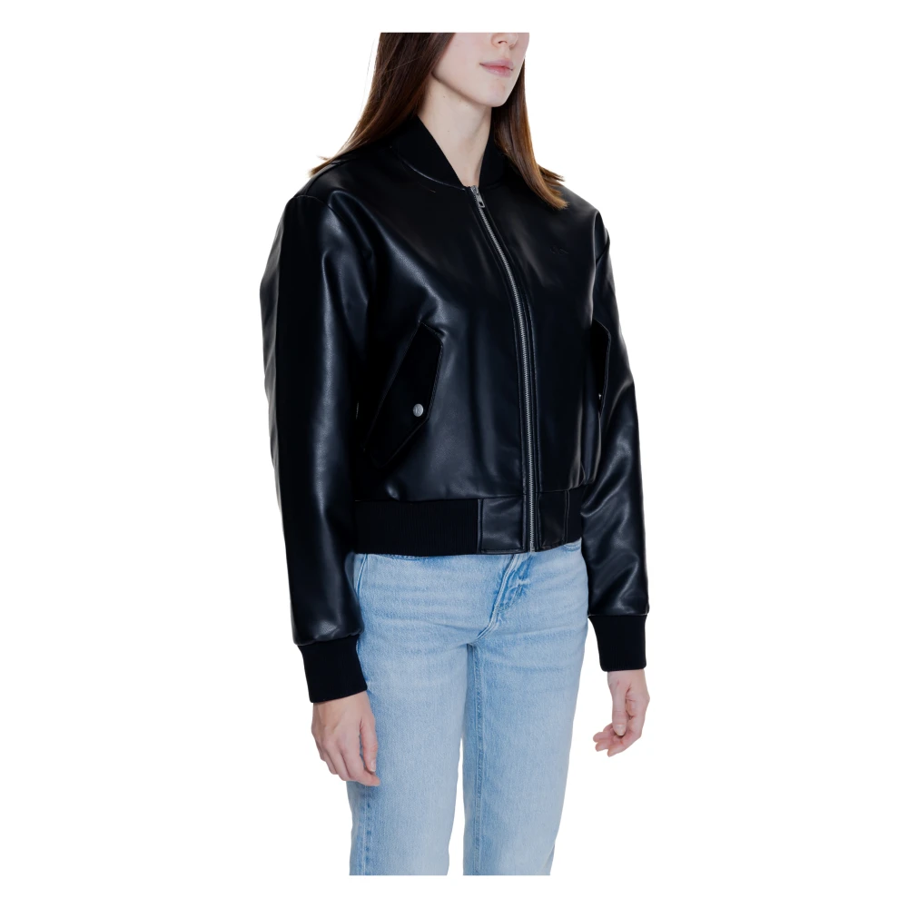 Calvin Klein Jeans Imitatie Leren Bomberjack Vrouwen Black Dames