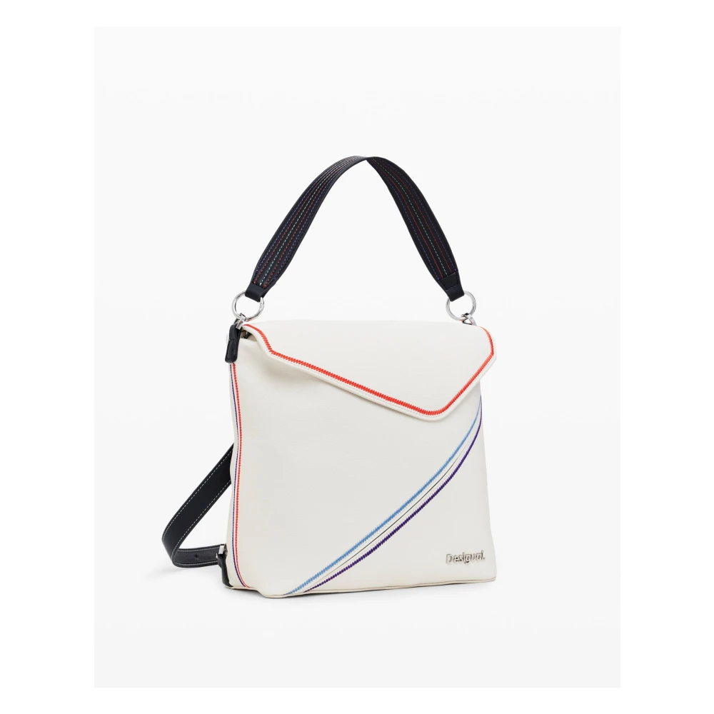 Desigual Stijlvolle witte rugzak met ritssluiting White Dames