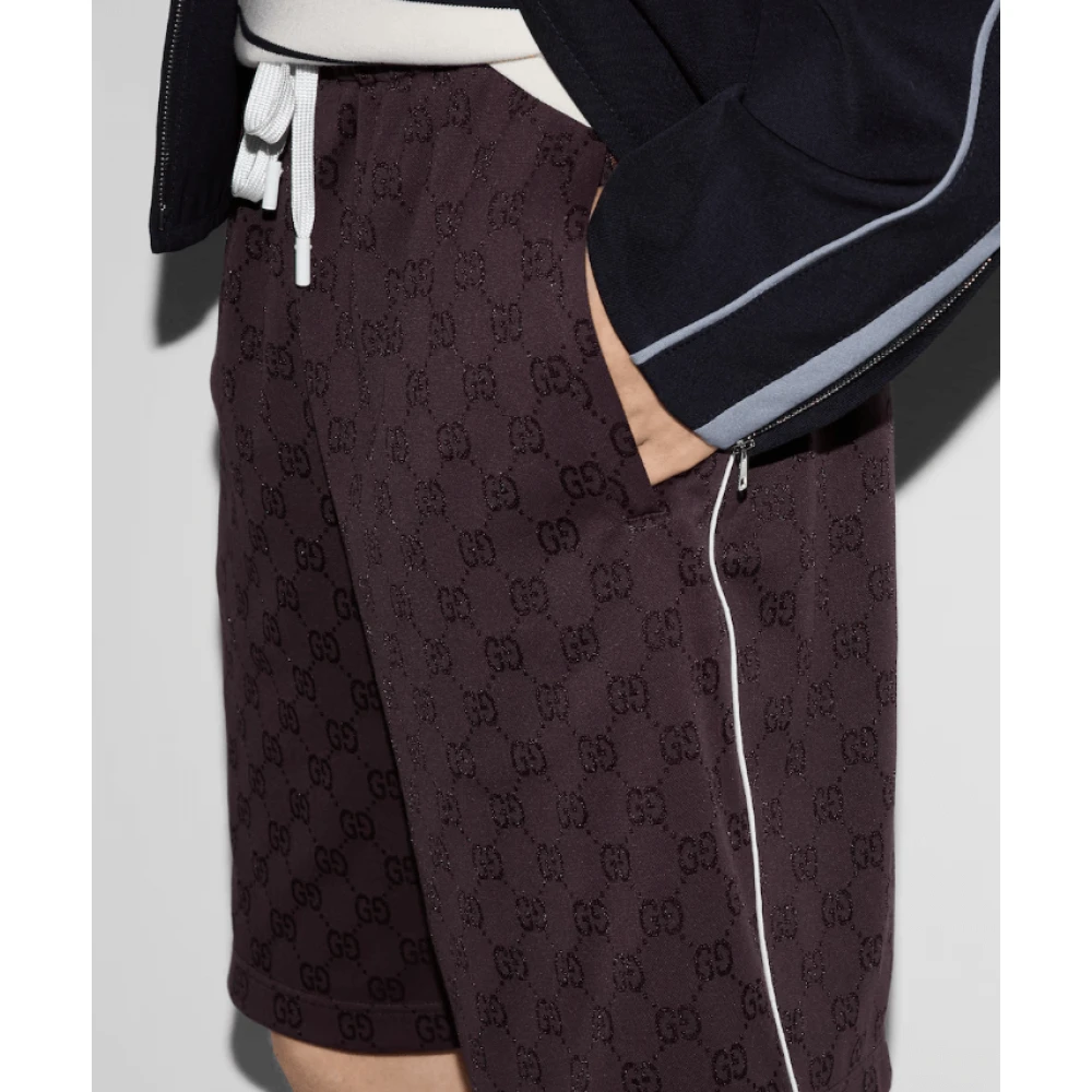 Gucci Rode Jacquard Shorts met Trekkoord Tailleband Red Heren