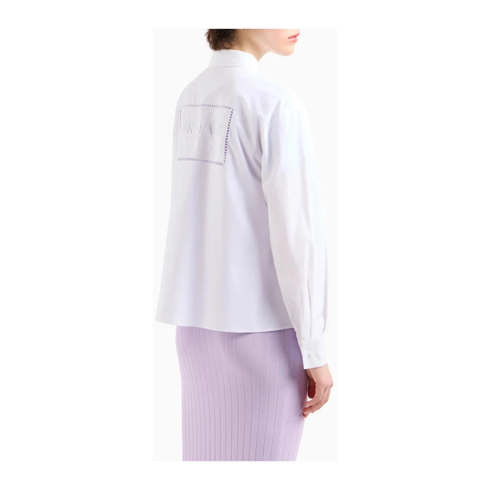 Emporio Armani Witte Geborduurde Overhemd met Lange Mouwen White Dames