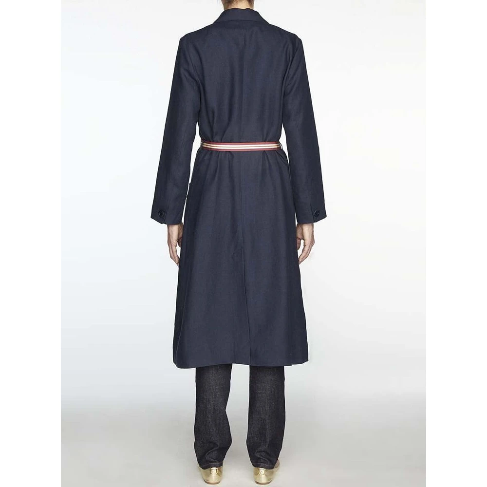Ines De La Fressange Paris Norbert navy blue linen coat Blue Dames