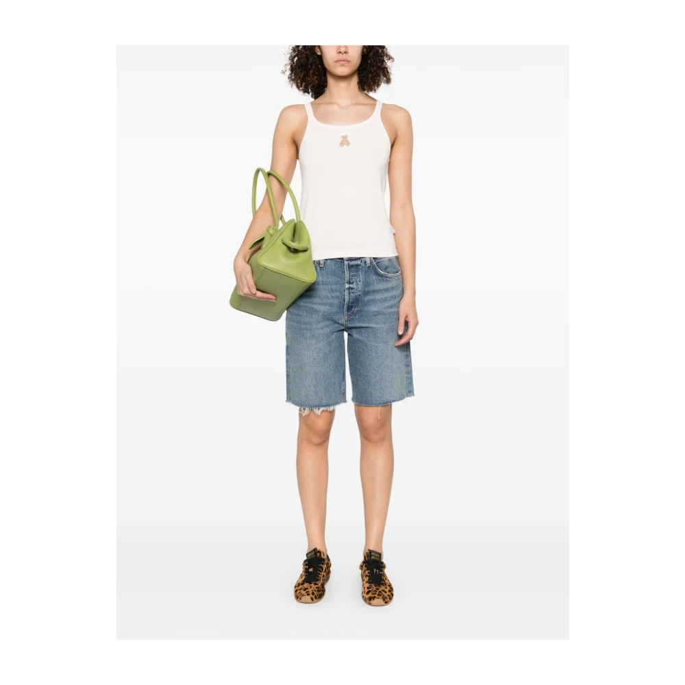 Agolde Blauwe Denim Shorts Ruwe Snede Blue Dames