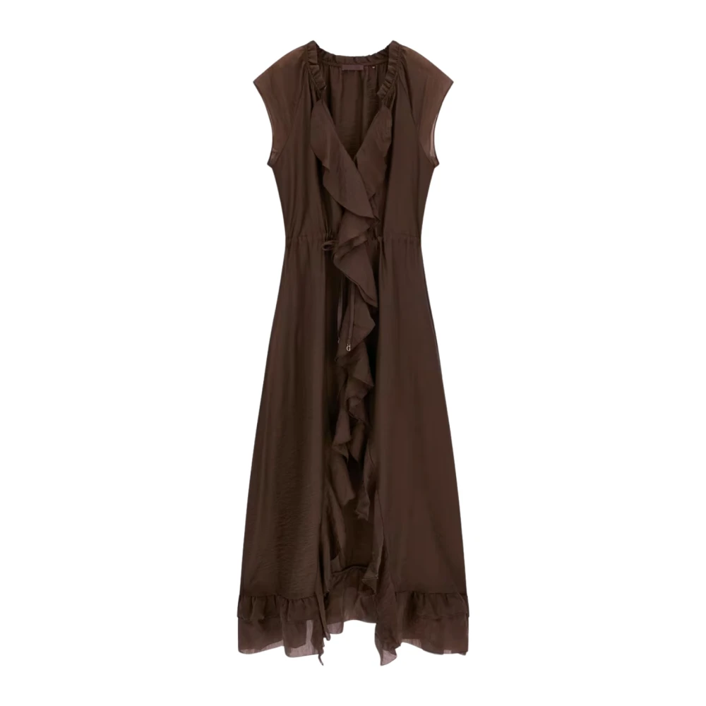 Guess Brown Maelys Ruffled Lo - Female - Maxi Dresses - L - Dresses