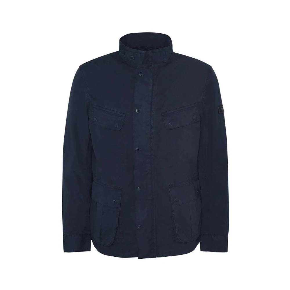 Barbour Blauwe Katoenen Jas met Rits en Knopen Blue Heren