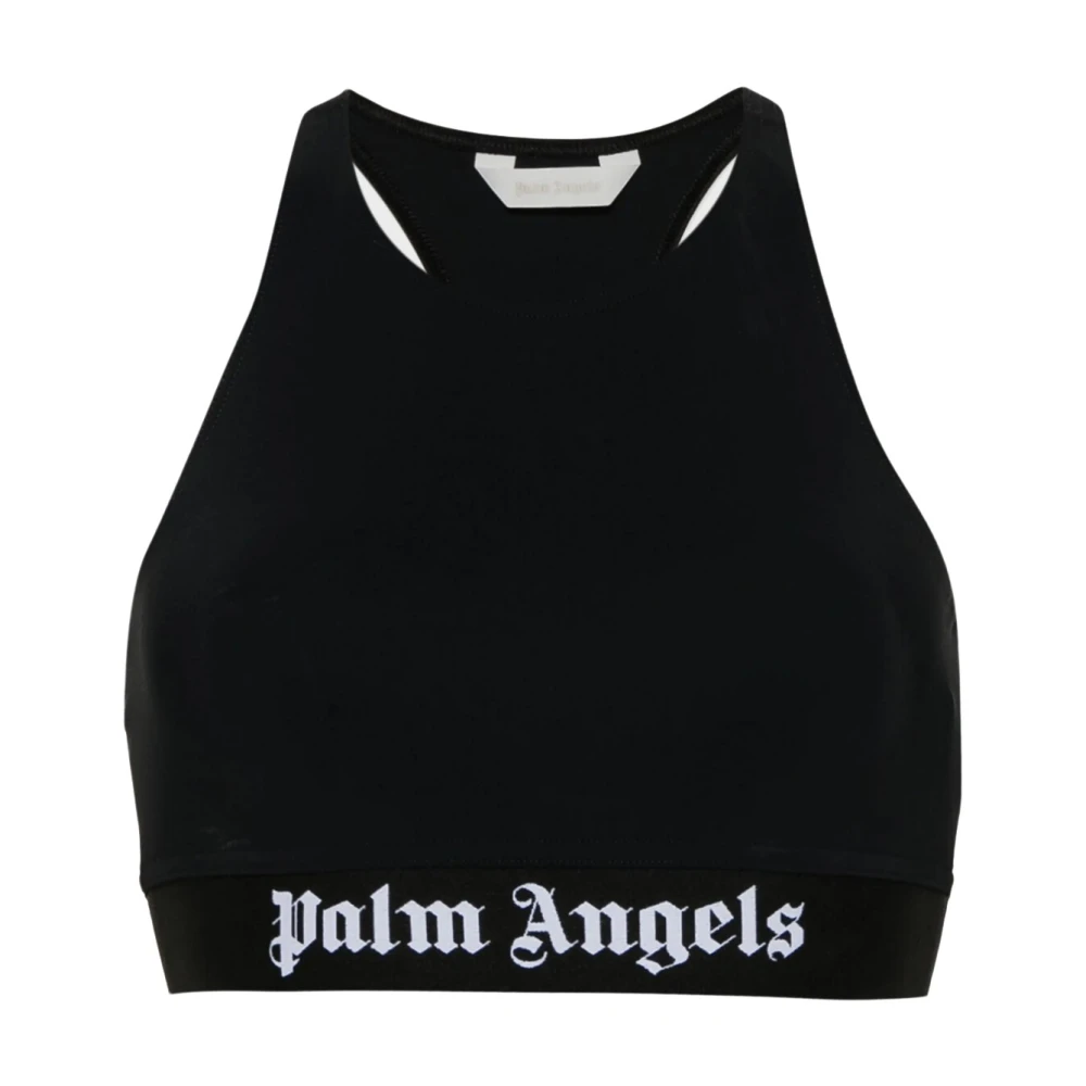 Palm Angels Logo Crop Top Black Dames