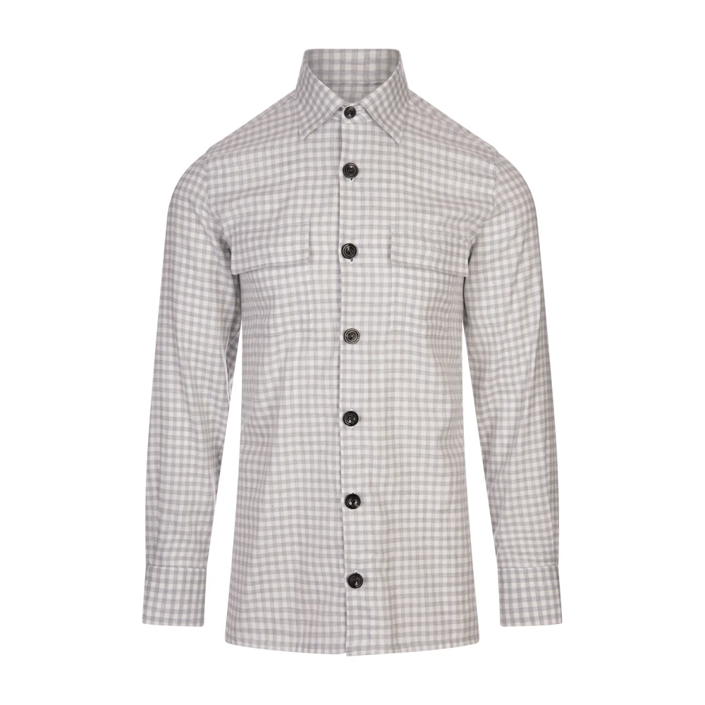 Kiton Wit Geruite Katoenen Overhemd White Heren