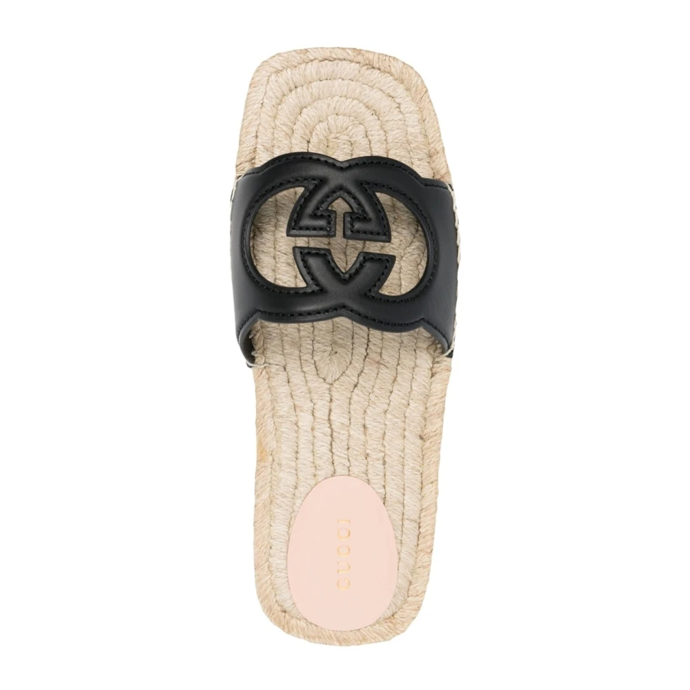 Gucci Leren Logo Slides Black Dames