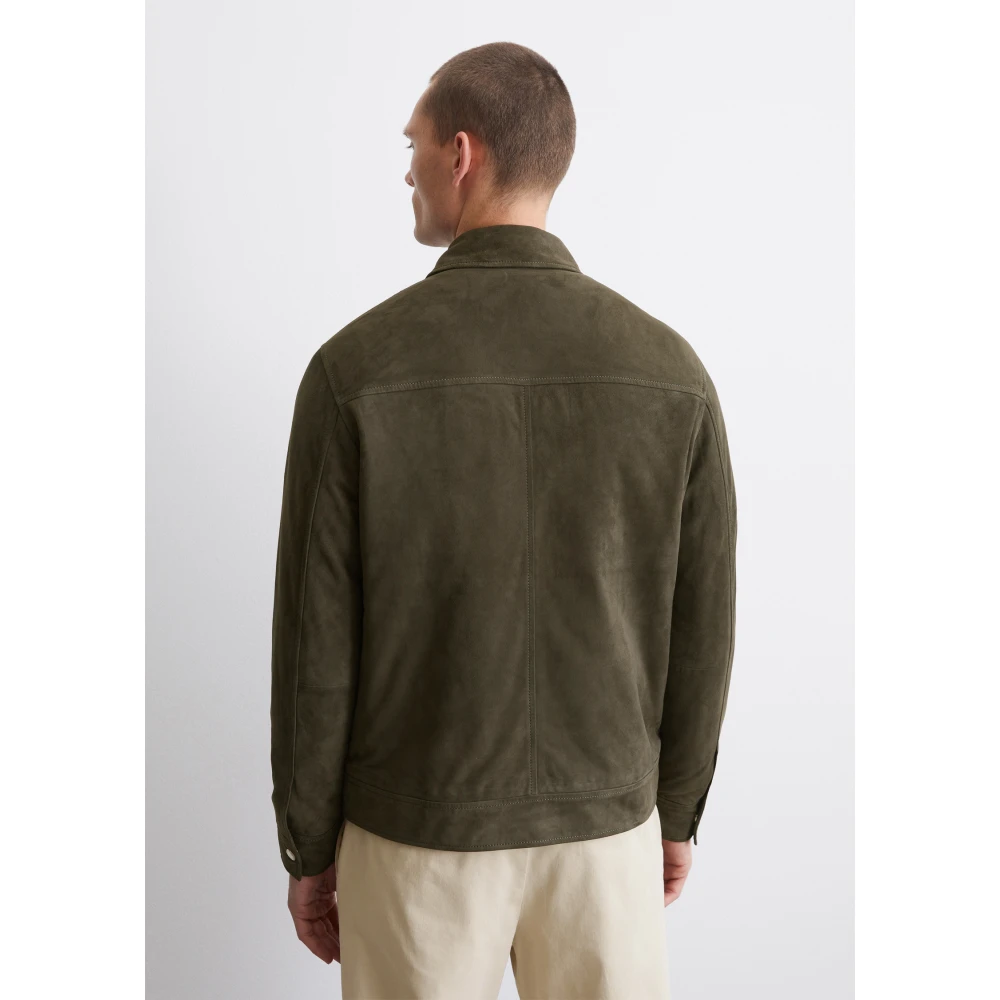 Marc O'Polo Leren blouson regular Green Heren