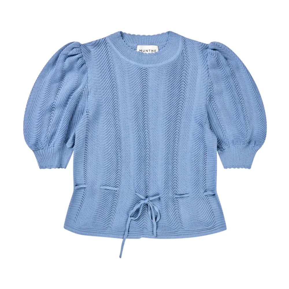 Munthe Blauwe Kabeltrui met Tailleband Blue Dames