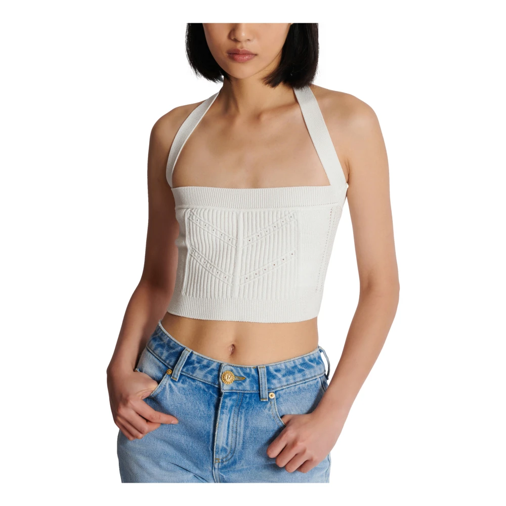 Balmain Gebreide halternek top White Dames