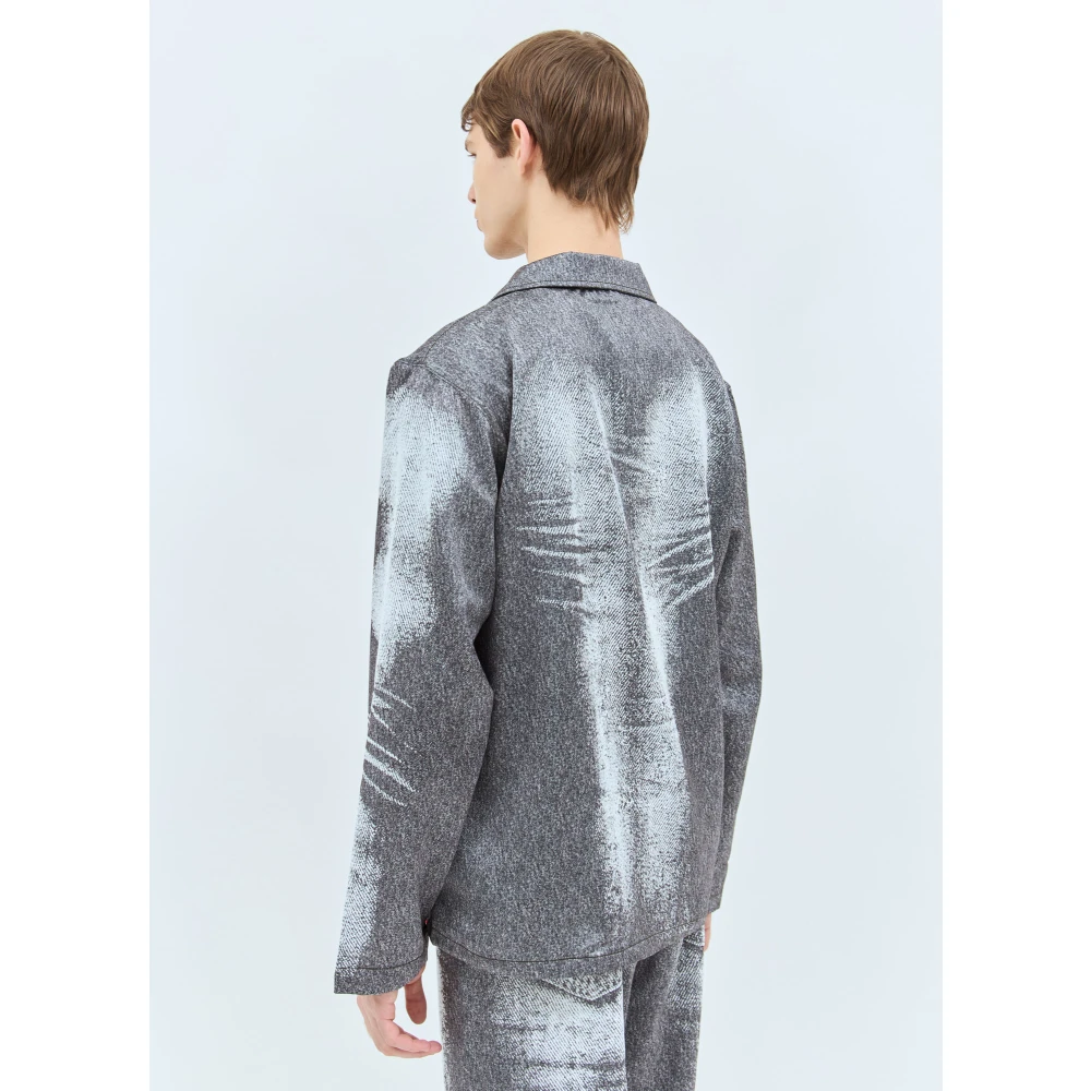 Diesel Grafische Print Satijnen Slaap Top Gray Heren